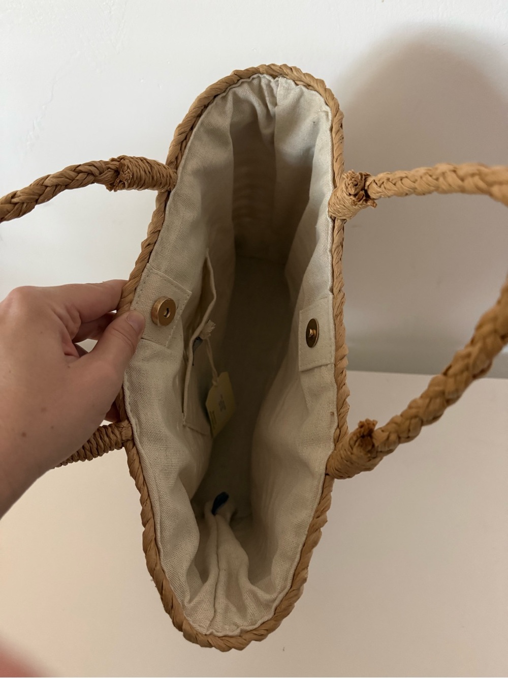 Hat Attack Natural Woven Tote in Tan - Picture 4 of 6